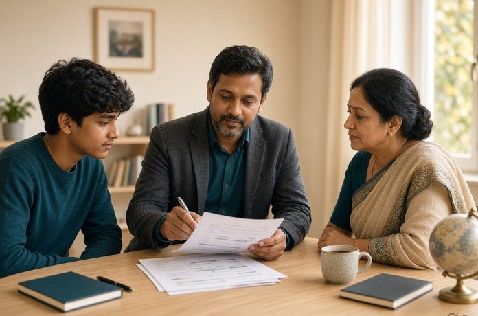 Student in a one-to-one counselling session exploring higher-education pathways